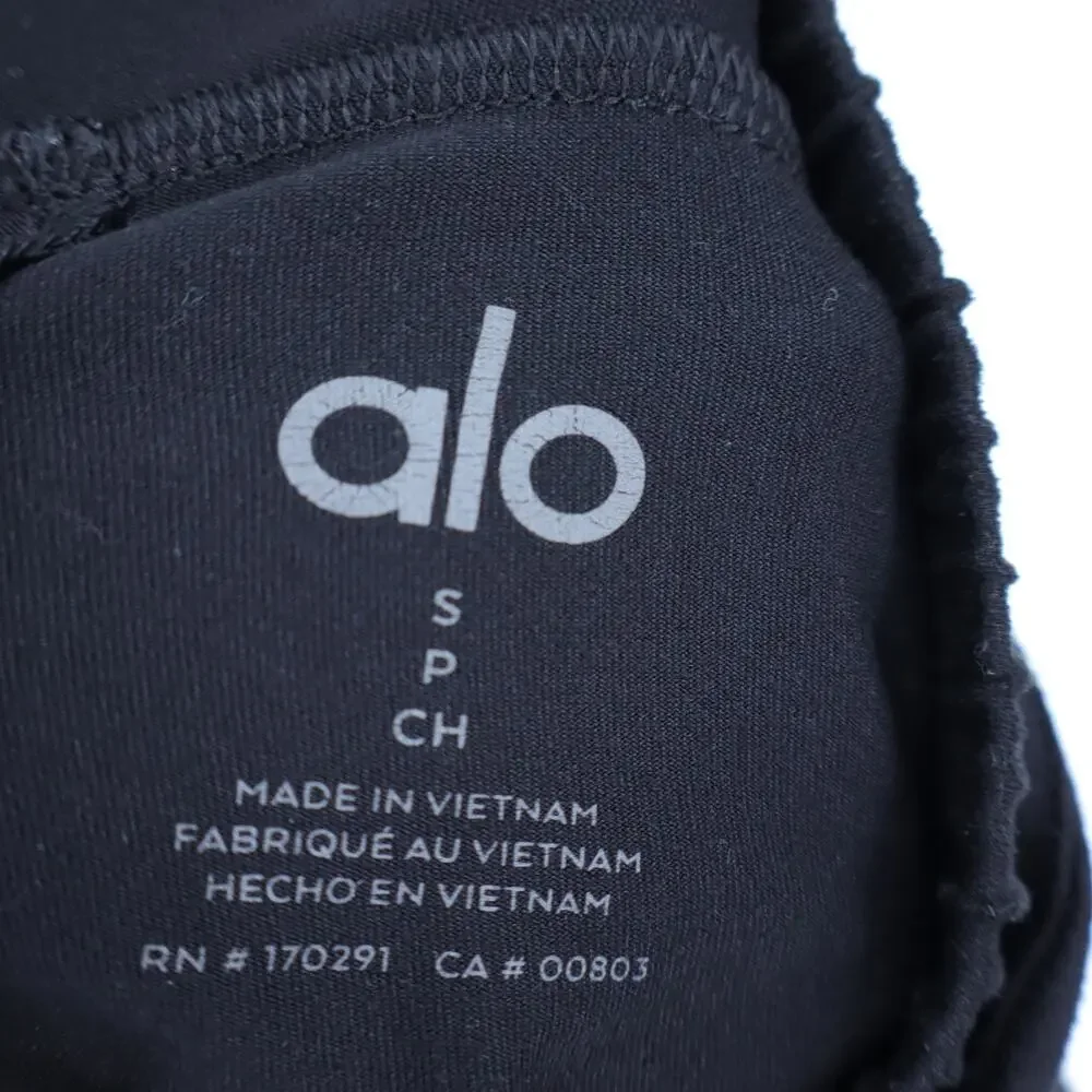 ALO Ankle Zip Tapered Pants Black Lightweight Pull On Active Women's S